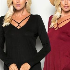 NWT Black Long Sleeve Shirt W/ Cage Detail